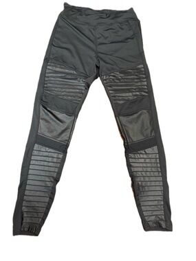 Black Moto-Panel Active Leggings